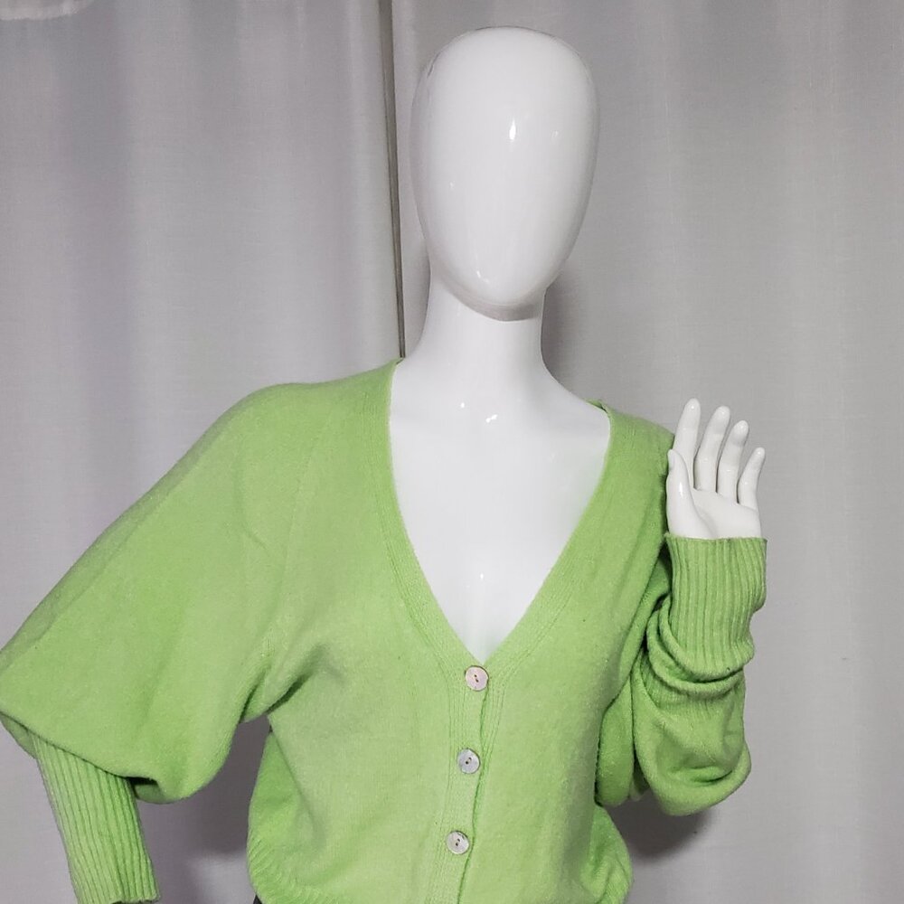 Apparis Made in Italy, Puff Sleeve Cardigan Size L Hamptons Quiet Luxury